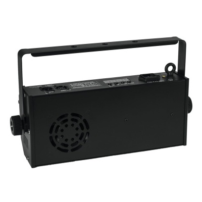 Equipamento metálico preto com ventilação circular e suporte