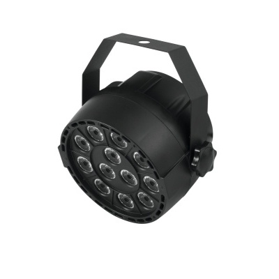 Projetor de luz LED preto com doze lentes e suporte metálico