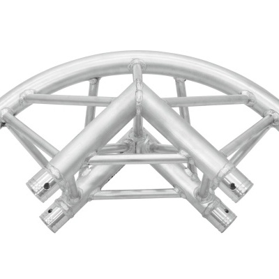 Estrutura modular em alumínio curvada com conexões na base