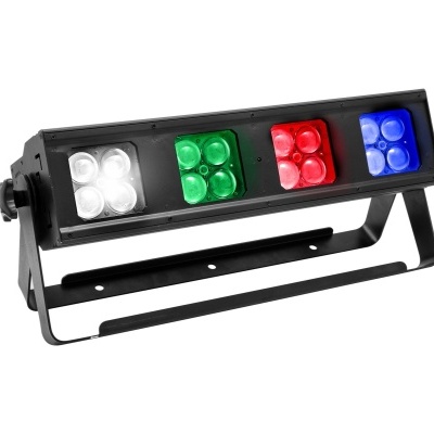 Luz de palco retangular com LEDs em branco, verde, vermelho e azul
