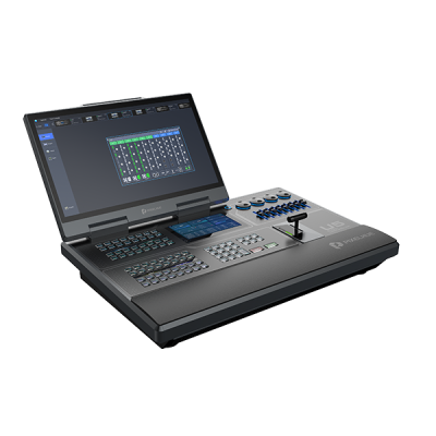 Mesa de mistura digital para iluminação com ecrã e controlos integrados