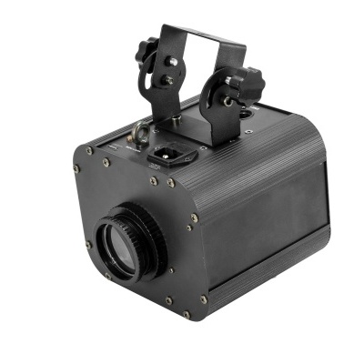 Luz ou projetor compacto preto com lente circular e suporte ajustável