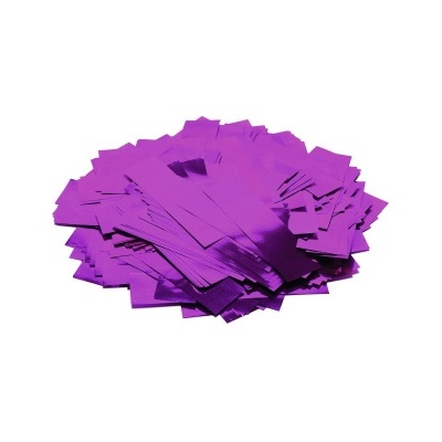 Tiras de papel metalizado roxo sobre fundo branco