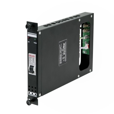 Módulo eletrónico preto ABB com etiquetas e componentes visíveis