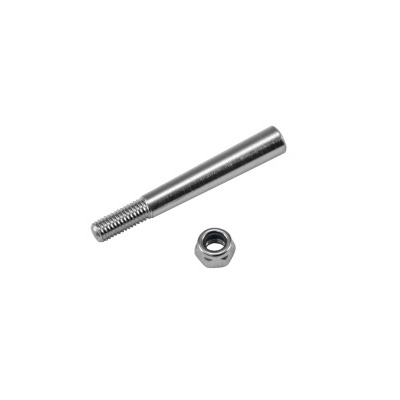 Parafuso metálico prateado com porca hexagonal
