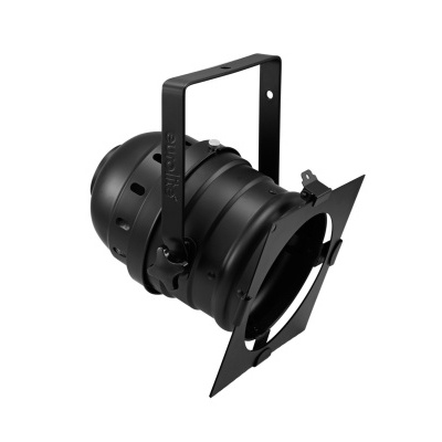 Refletor de palco preto em metal com suporte ajustável