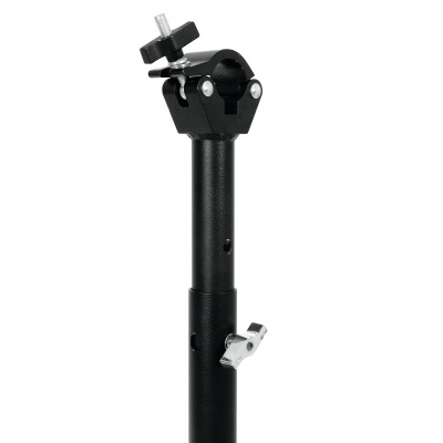 Suporte ou tripé metálico preto com parafusos prateados