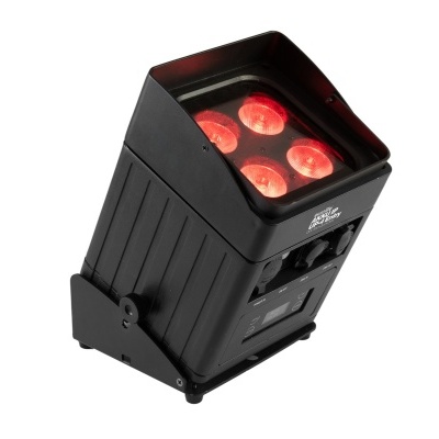 Projetor LED preto com luzes vermelhas