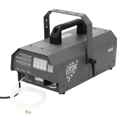 Máquina de efeitos de fumo cinza escuro com punho e tubo transparente