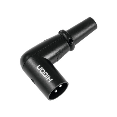 Conector em ângulo 90 graus preto com texto HEICON