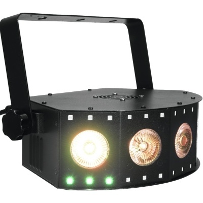 Projetor de luz negra preto com três lâmpadas e LED verdes