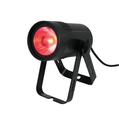 Projetor LED preto com luz vermelha e suporte ajustável