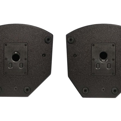 Par suporte parede preto texturizado com encaixe central e parafusos visíveis