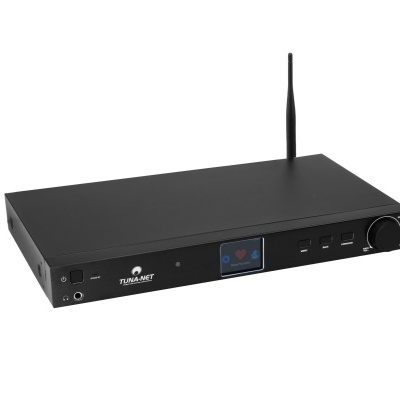 Leitor de música digital TUNEMARK preto com antena Wi-Fi e visor colorido