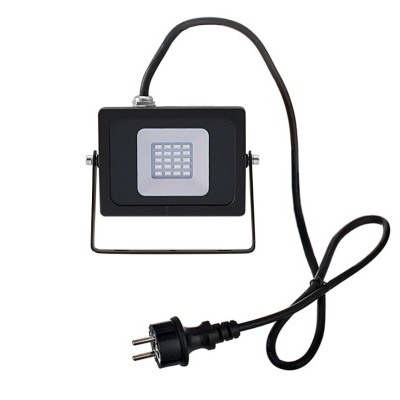 Refletor LED preto com cabo e ficha elétrica