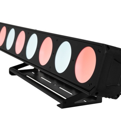 Luz de palco LED com luzes rosas e azuis em estrutura preta