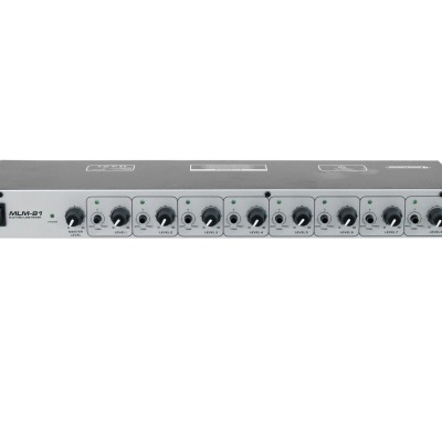 Equipamento de áudio profissional MLM-87 cinzento com botões e entradas