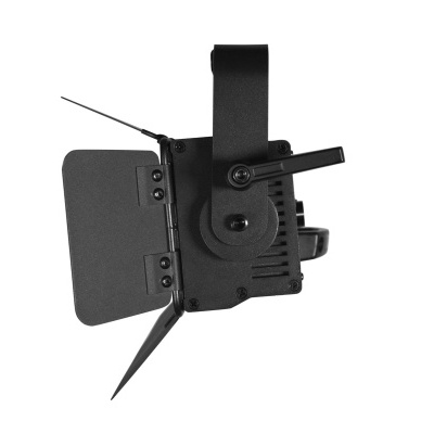 Iluminação LED portátil preta com aba ajustável e suporte