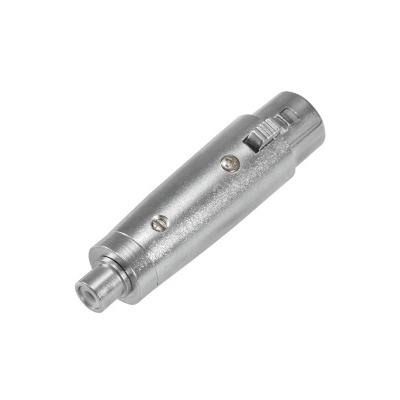 Conector XLR metálico prateado em fundo branco