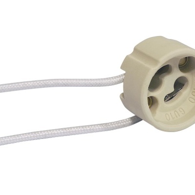 Base de soquete para lâmpada GU10 cinza claro com fios brancos