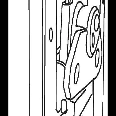 Desenho técnico de mecanismo metálico com dimensão '15' marcada em azul