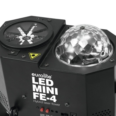 Dispositivo de iluminação LED Eurolite preto com lente de cristal e texto branco