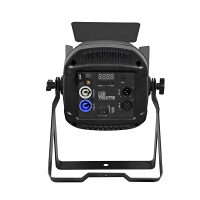 Luz de palco preta com painel traseiro e conectores