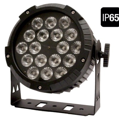 Projetor LED circular preto com 19 lentes e símbolo IP65