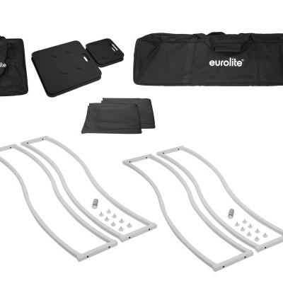 Acessórios Eurolite com armações metálicas, parafusos e capas pretas.