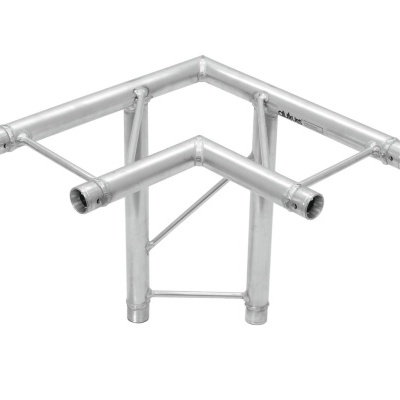 Suporte metálico tubular em forma de canto prateado