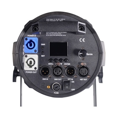 Painel traseiro de luz LED circular com conectores e botões