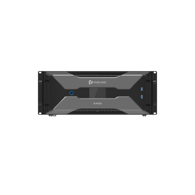 Dispositivo electrónico PIXELHUE X400 preto e cinza com botões azuis