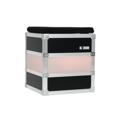 Caixa de transporte preta e branca com assento almofadado preto