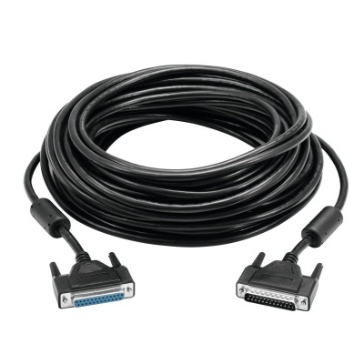 Cabo de dados preto com conetores DB25 fêmea e macho