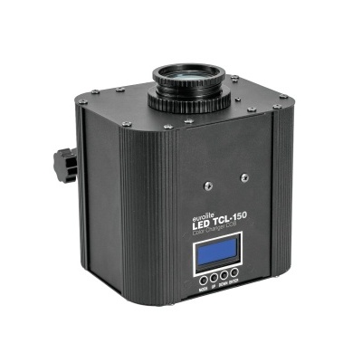 Projetor LED TCL-150 preto com visor digital azul e botões