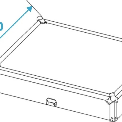 Desenho técnico de uma caixa retangular com dimensões 330x105 mm