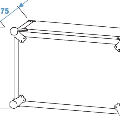 Desenho técnico de estrutura retangular com dimensões 310 e 75