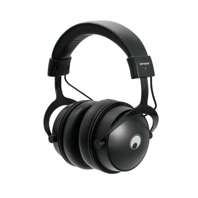 Auriculares pretos com acolchoamento e armação metálica