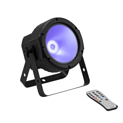 Projetor de luz LED preto com comando à distância