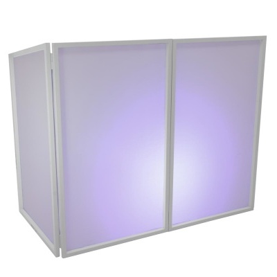 Biombo de três painéis lilás com estrutura branca