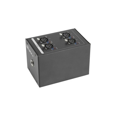 Caixa preta com conectores circulares metálicos na parte superior