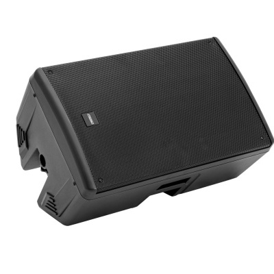 Coluna ou altifalante profissional preto sobre fundo branco