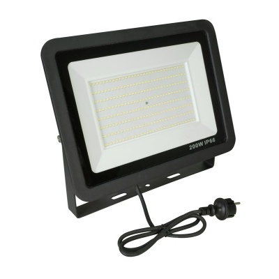Refletor LED preto com vidro frontal e estrutura branca interior