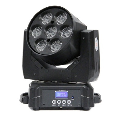 Luz cênica móvel com LEDs e painel digital azul