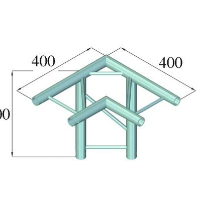Estrutura metálica tubular verde claro com dimensões 400 mm
