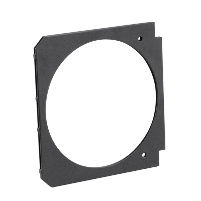 Adaptador quadrado preto para ventilador com orifício circular ao centro