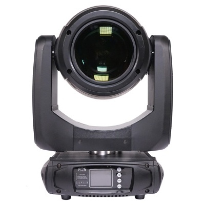 Cabeça móvel de luz profissional preta com lente e ecrã digital