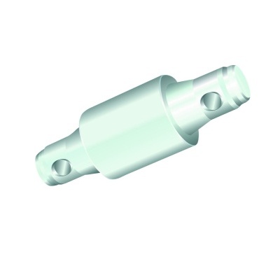 peça metálica cilíndrica com furos em ambas as extremidades