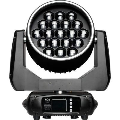 Luz de palco moving head com múltiplos LEDs e painel de controlo
