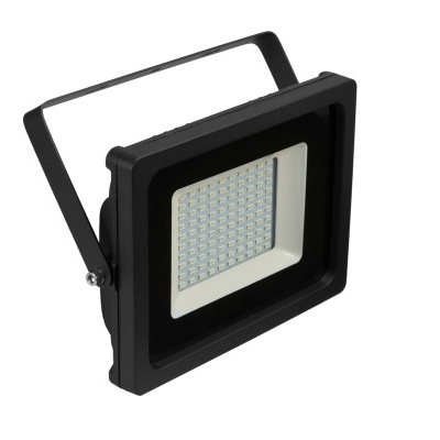Refletor LED quadrado preto com múltiplos LEDs e suporte ajustável